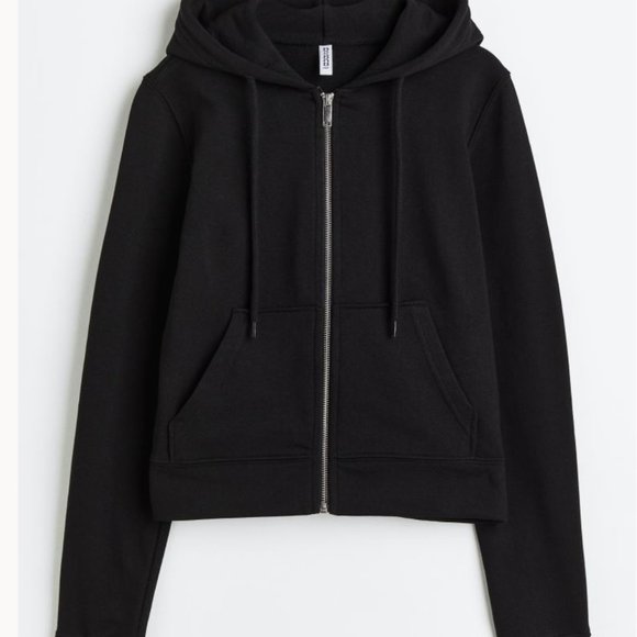 H&M Tops Hm Black Zip Up Hoodie Medium Poshmark